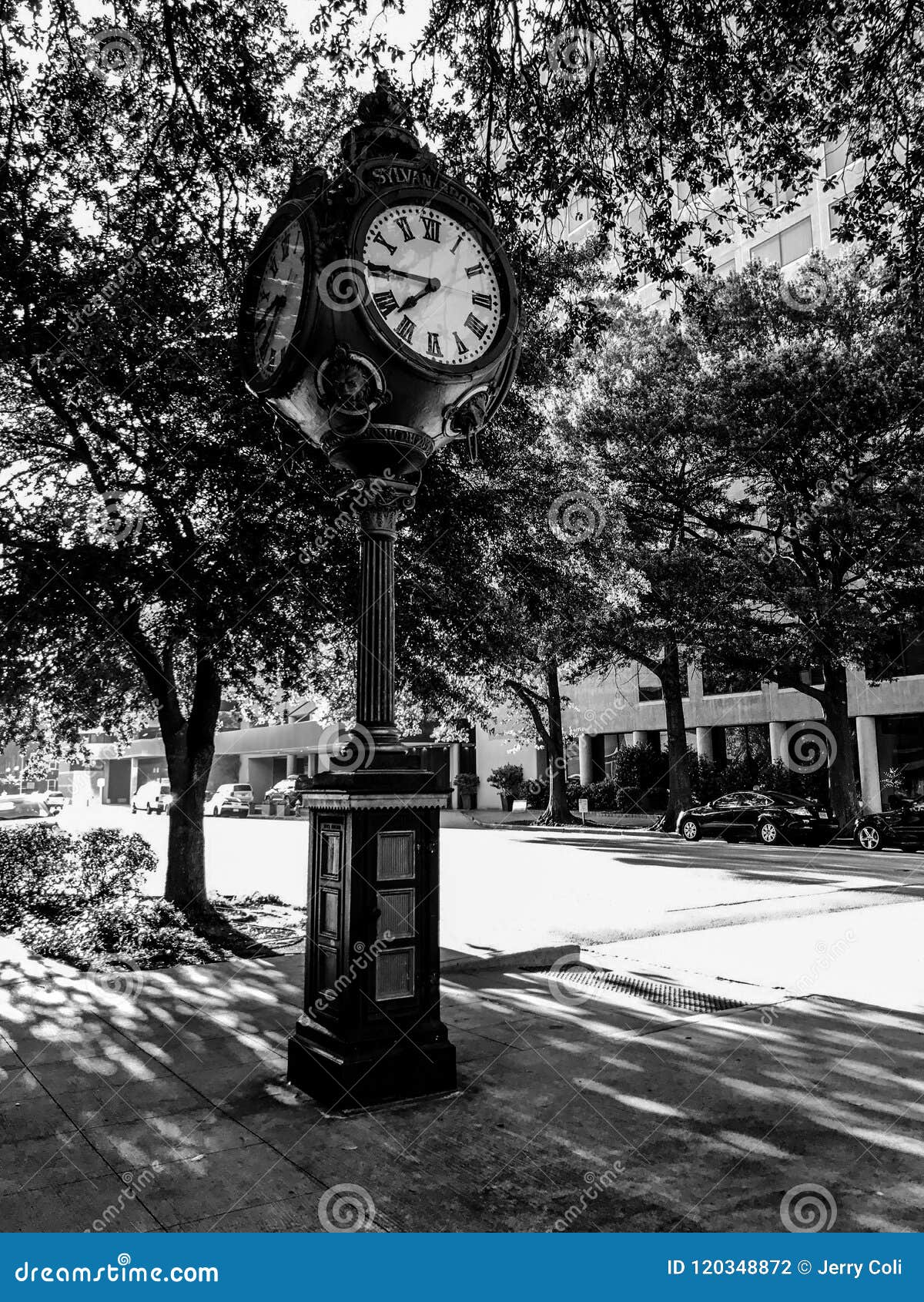 Sylvan Bros Vintage Clock in Front of the Jewelry Store Editorial