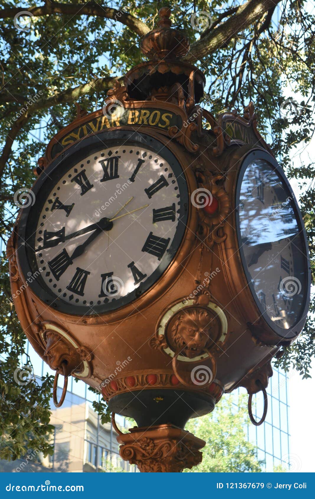 Sylvan Bros Vintage Clock in Front of the Jewelry Store Editorial Stock