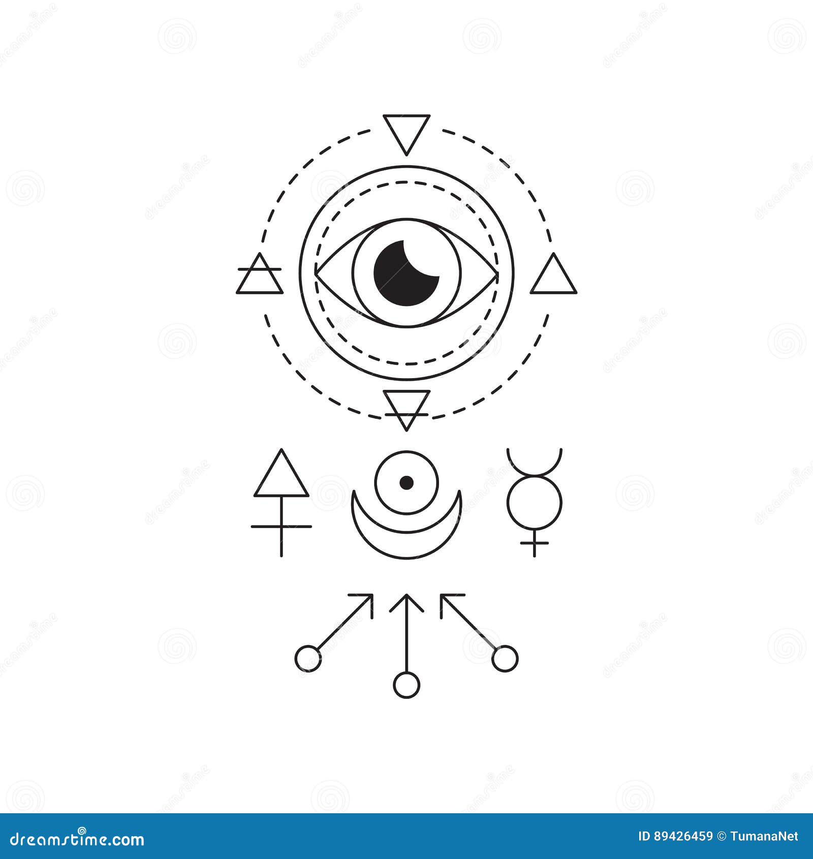Symbol of Alchemy and Sacred Geometry. Linear Character Illustration for  Lines Tattoo on the White Isolated Background Stock Vector - Illustration  of line, logo: 89426459