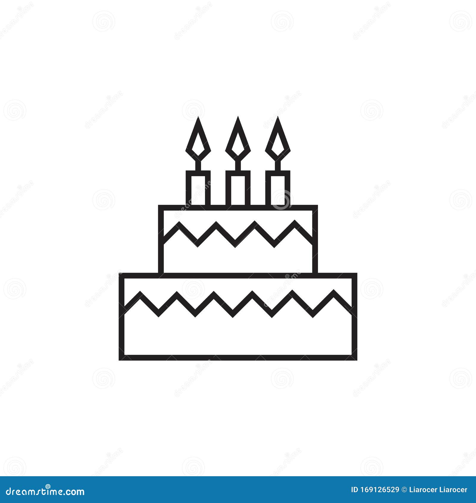 Download Symbol Birthday Cake Outline Stroke Stock Vector - Illustration of cream, concept: 169126529