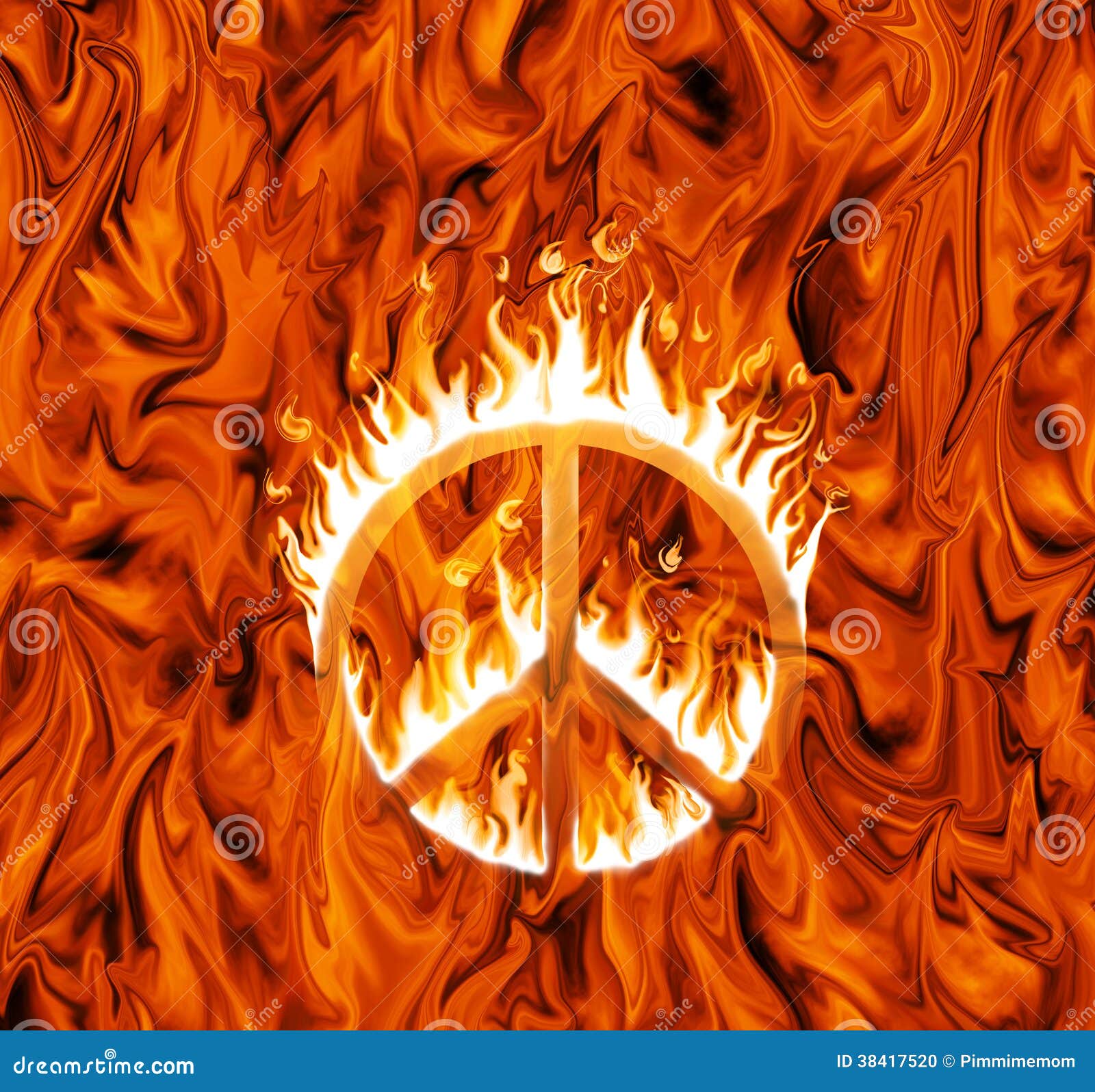 Symbol Des Friedens Versenkt in Den Flammen Stock Abbildung