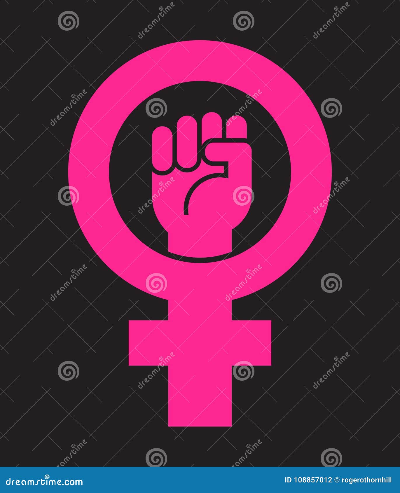 Download Symbol For Female Combined With Raised Fist. Stock Vector - Illustration of march, card: 108857012