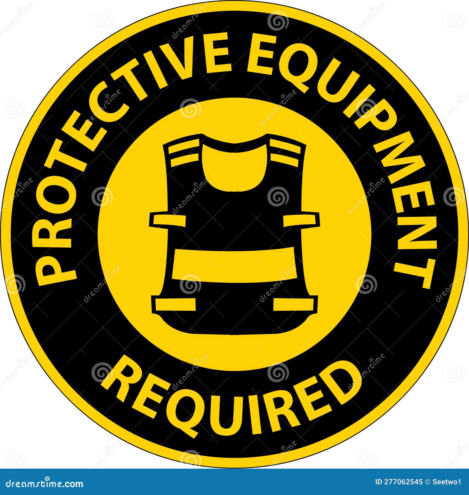 Symbol Floor Sign, Protective Equipment Required Stock Vector