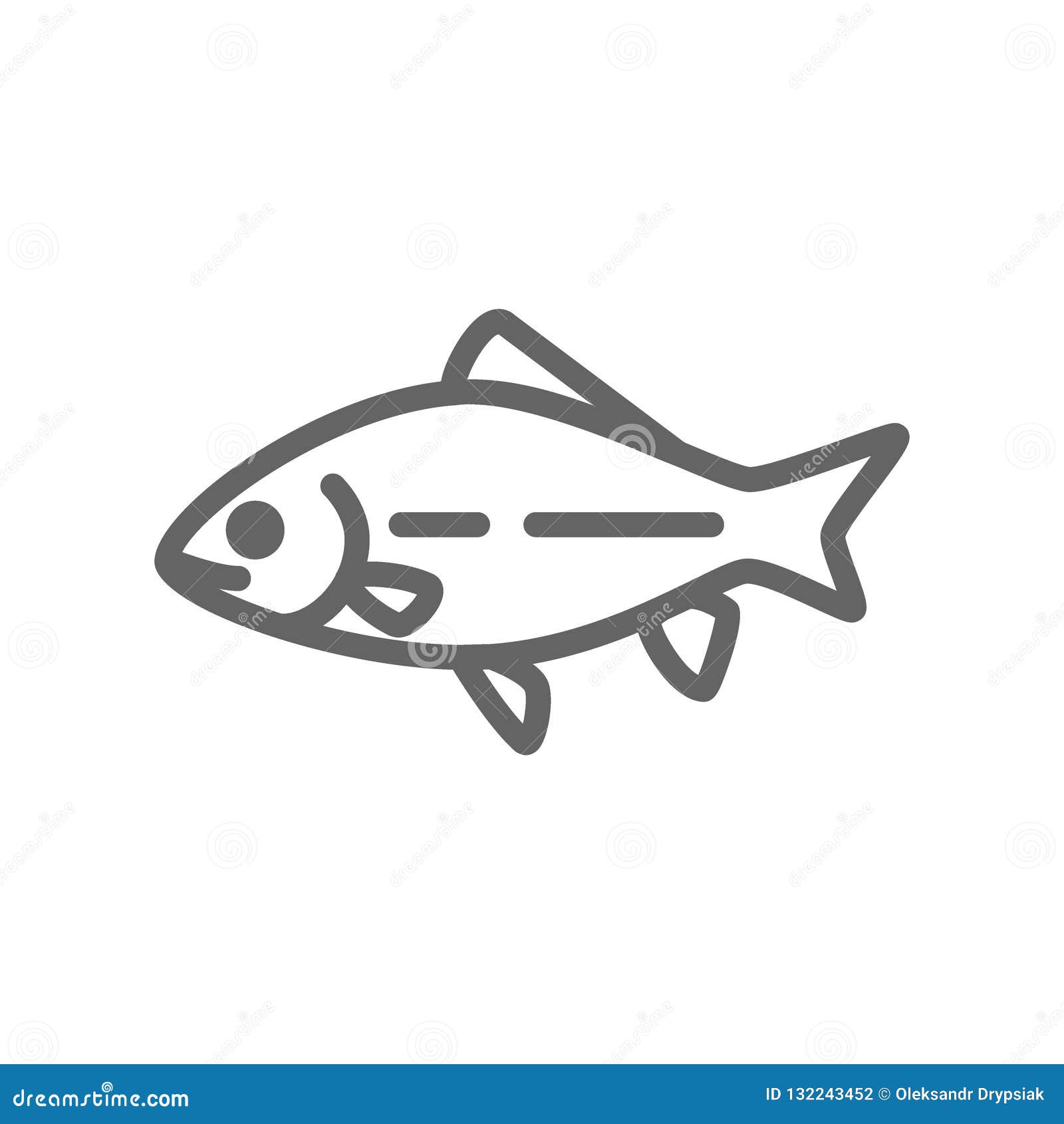 Simple Fish and Carp Line Icon. Symbol and Sign Illustration Design.  Isolated on White Background Stock Illustration - Illustration of design,  food: 132243452