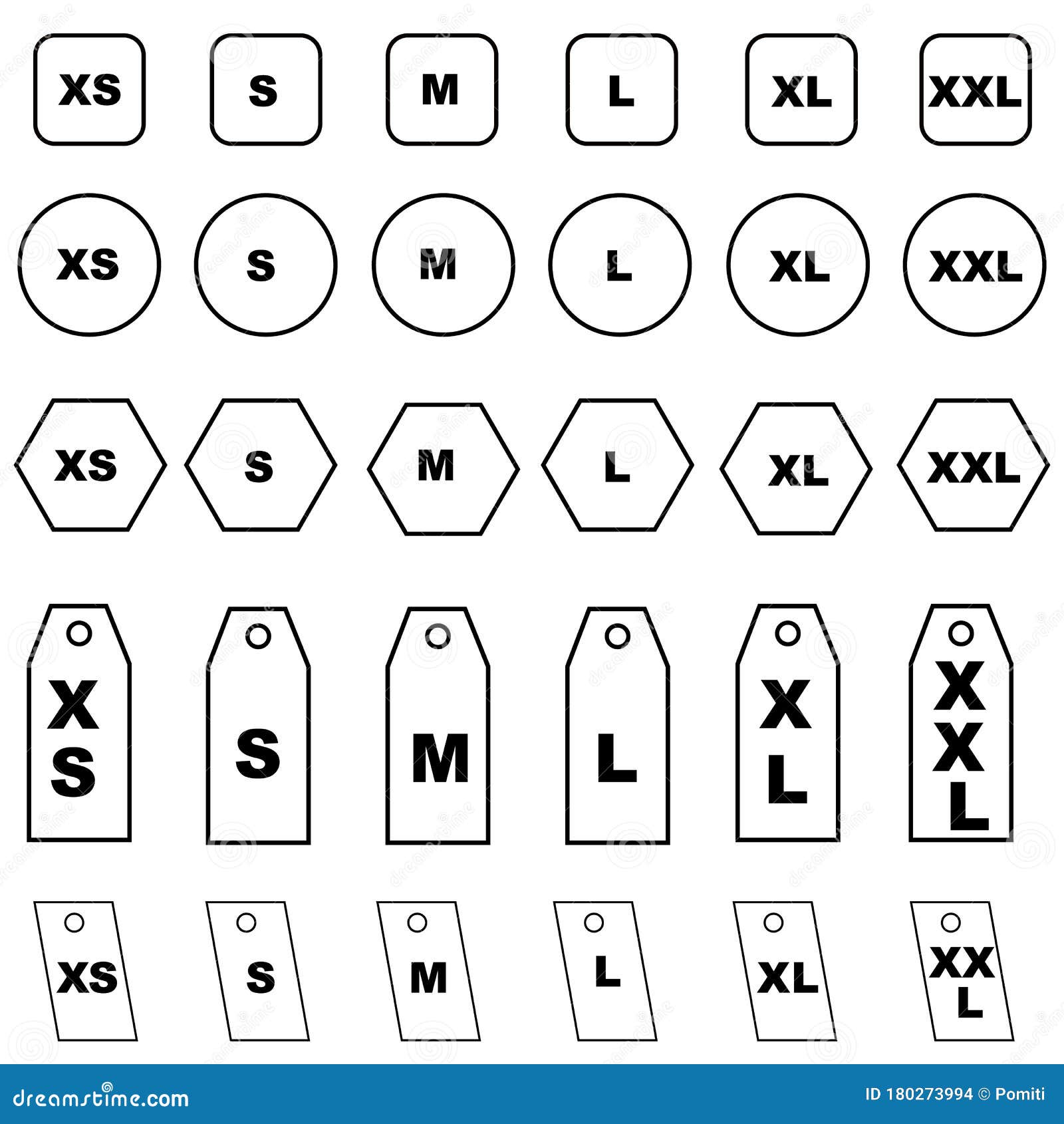 Download Symbol Icons Set Of Clothing Size Stock Vector - Illustration of label, measurement: 180273994