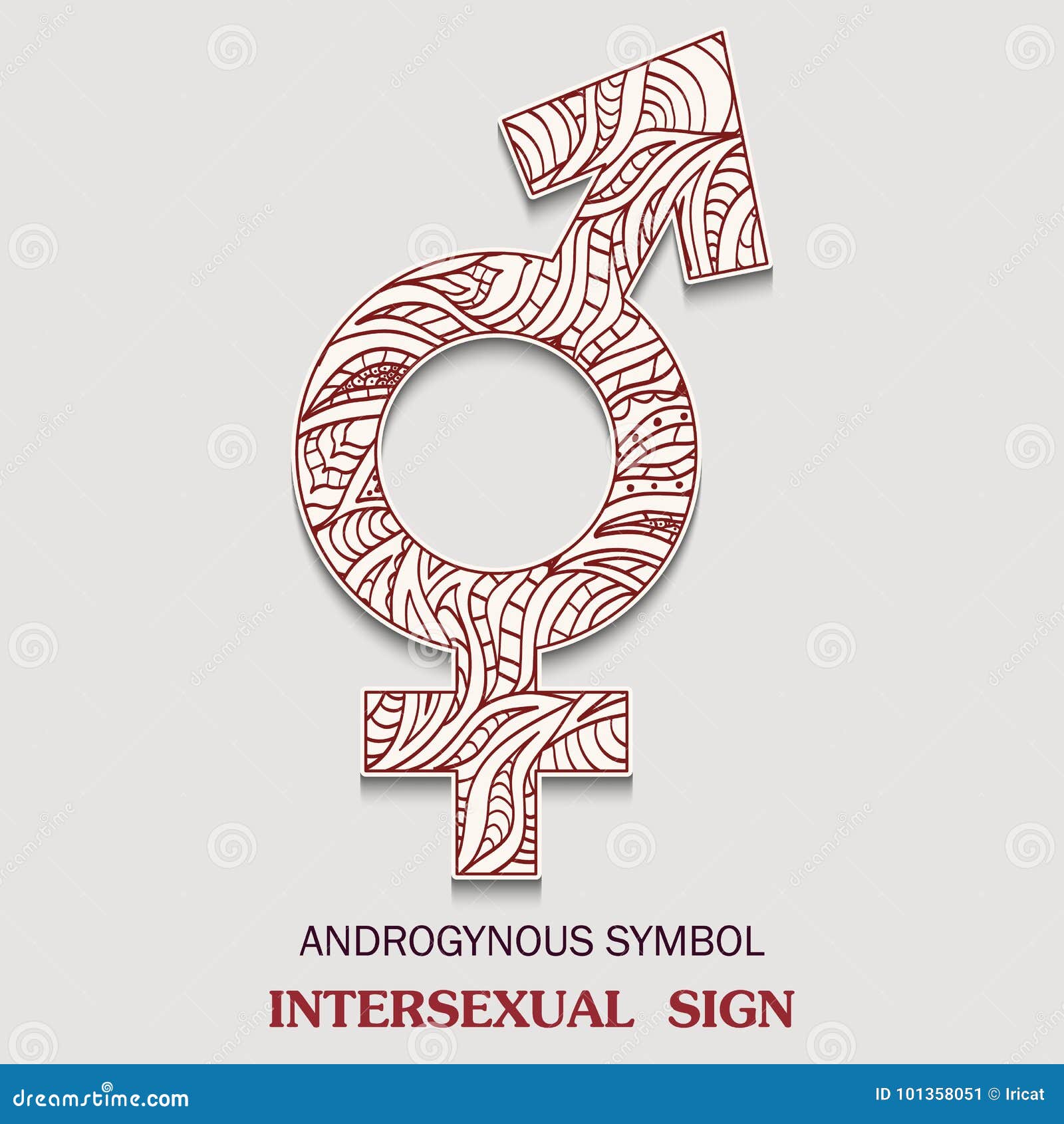  of intersexual is a androgynous sexuality sign with a pattern in tribal indian style.