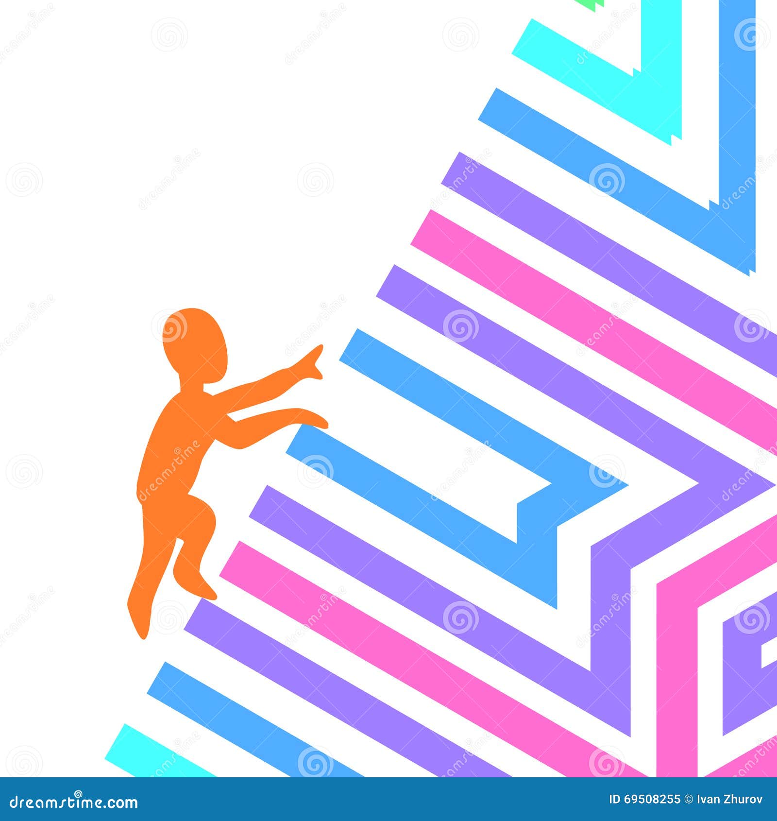 overcoming symbol obstacles motivation stairs bright climbing orange multicolored mountain drawing
