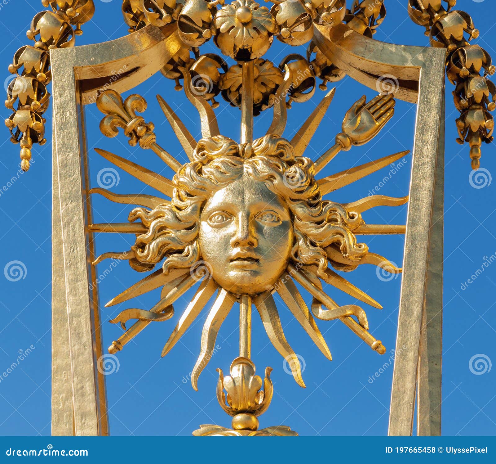 Symbol of Louis XIV the Sun King on the Golden Gate of Versailles Castle  Editorial Stock Photo - Image of gold, detail: 197665458