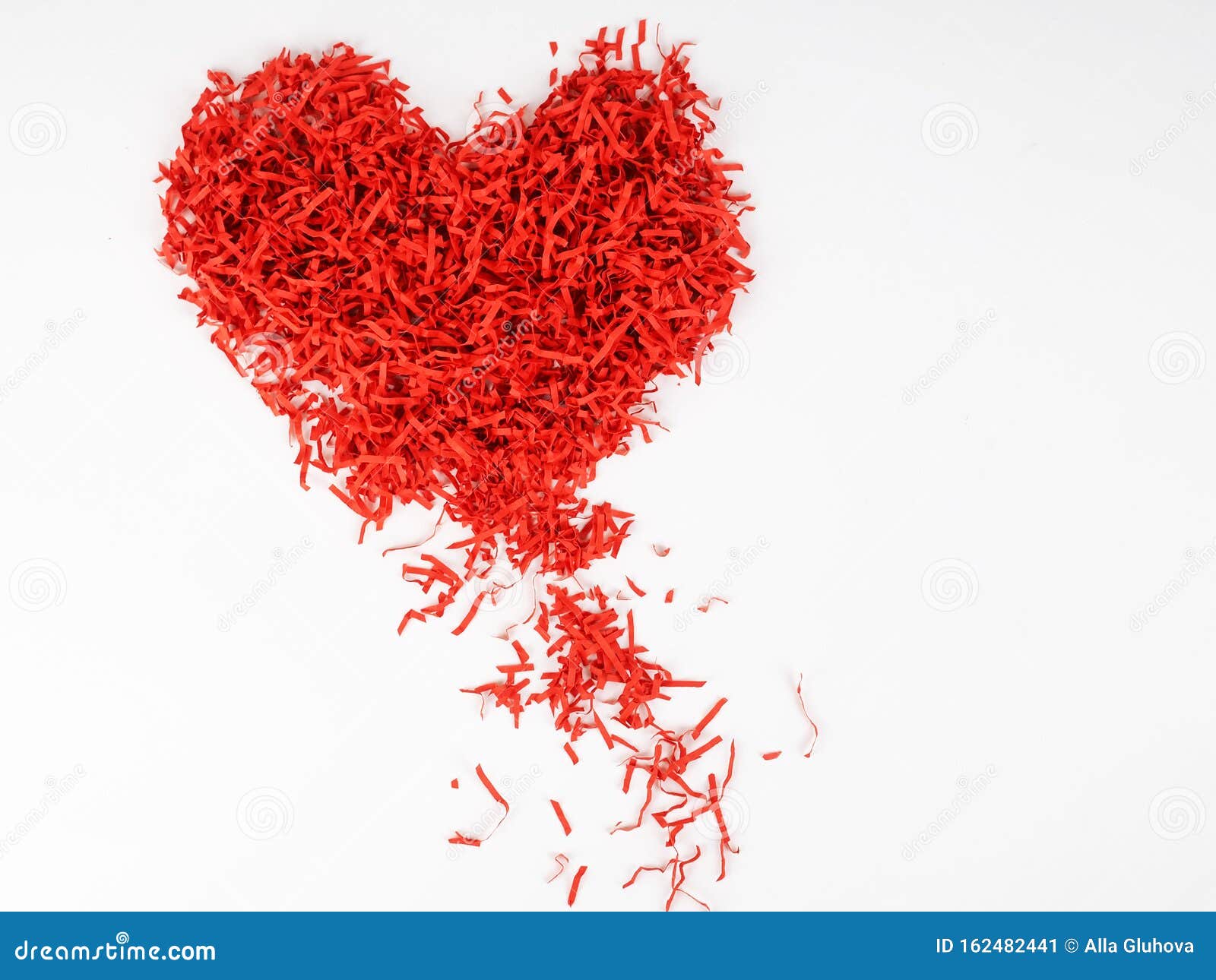 Symbol of Love or Separation. Heart of Cut Red Paper, with Crumbling ...