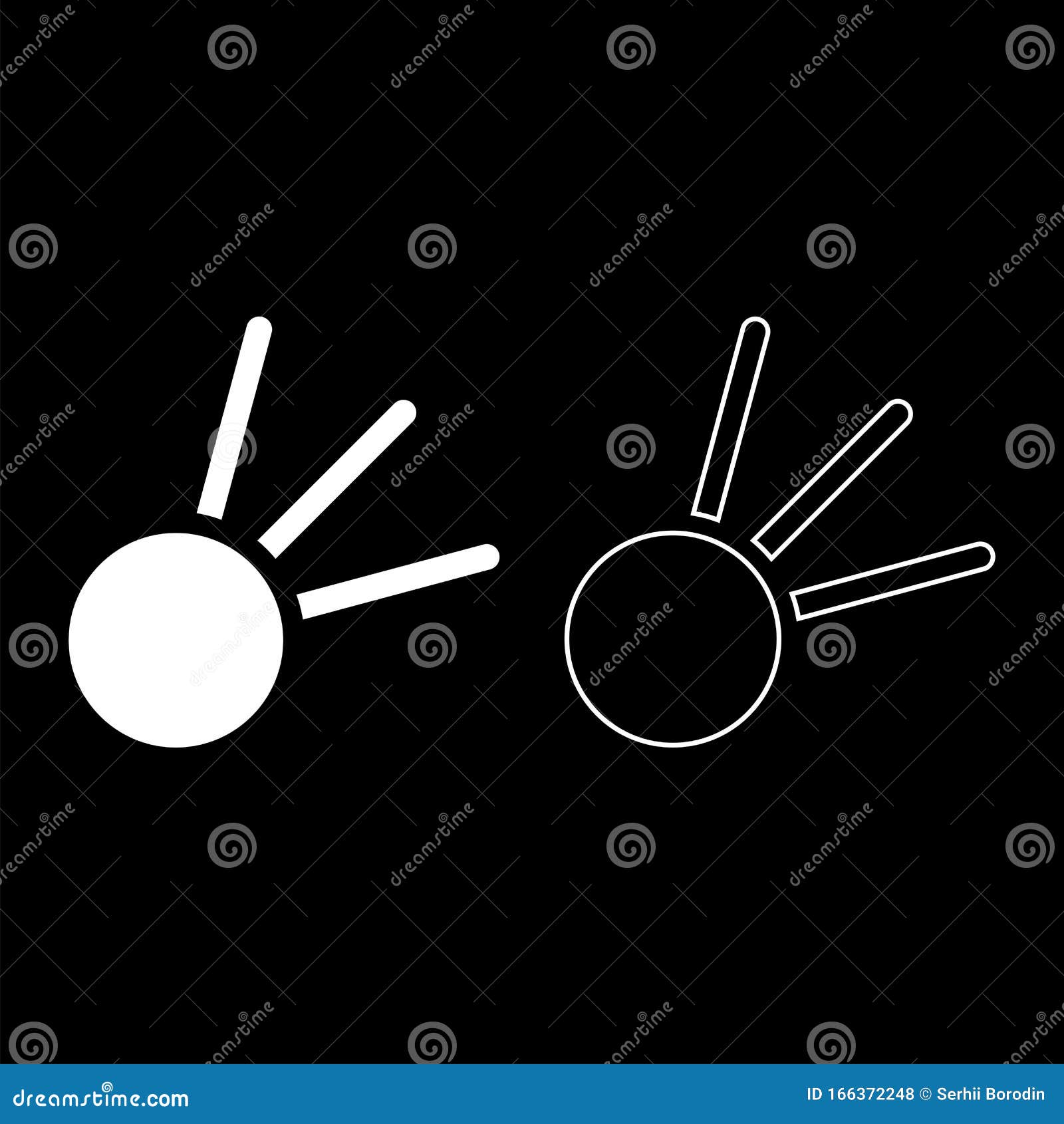 Symbol Meteorite Icon Outline Set White Color Vector