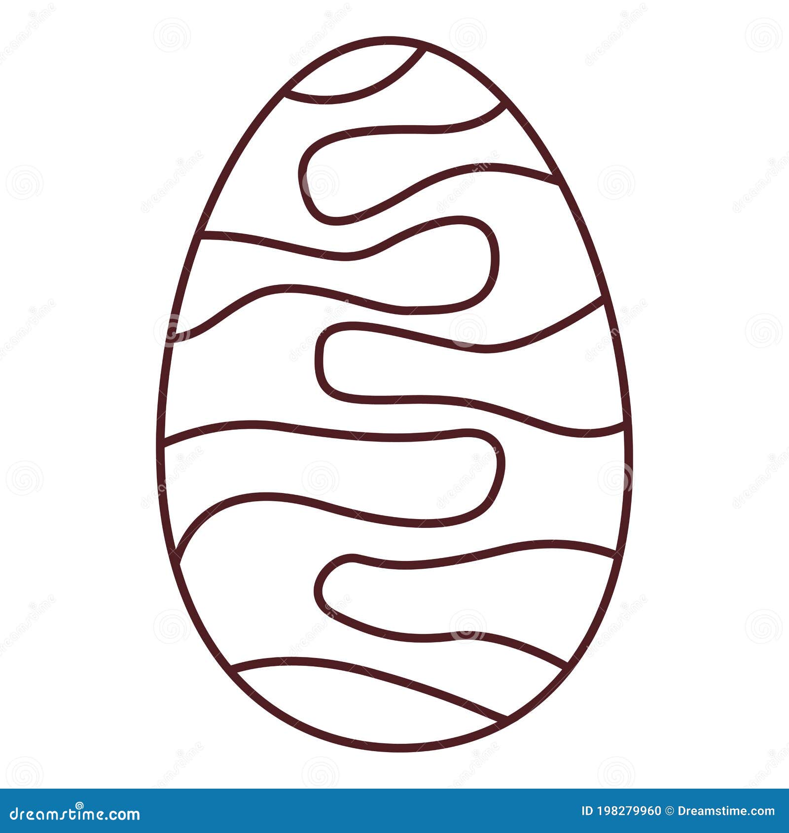 Easter Egg with an Ornament. Flat Outline Illustration Vector. Stock