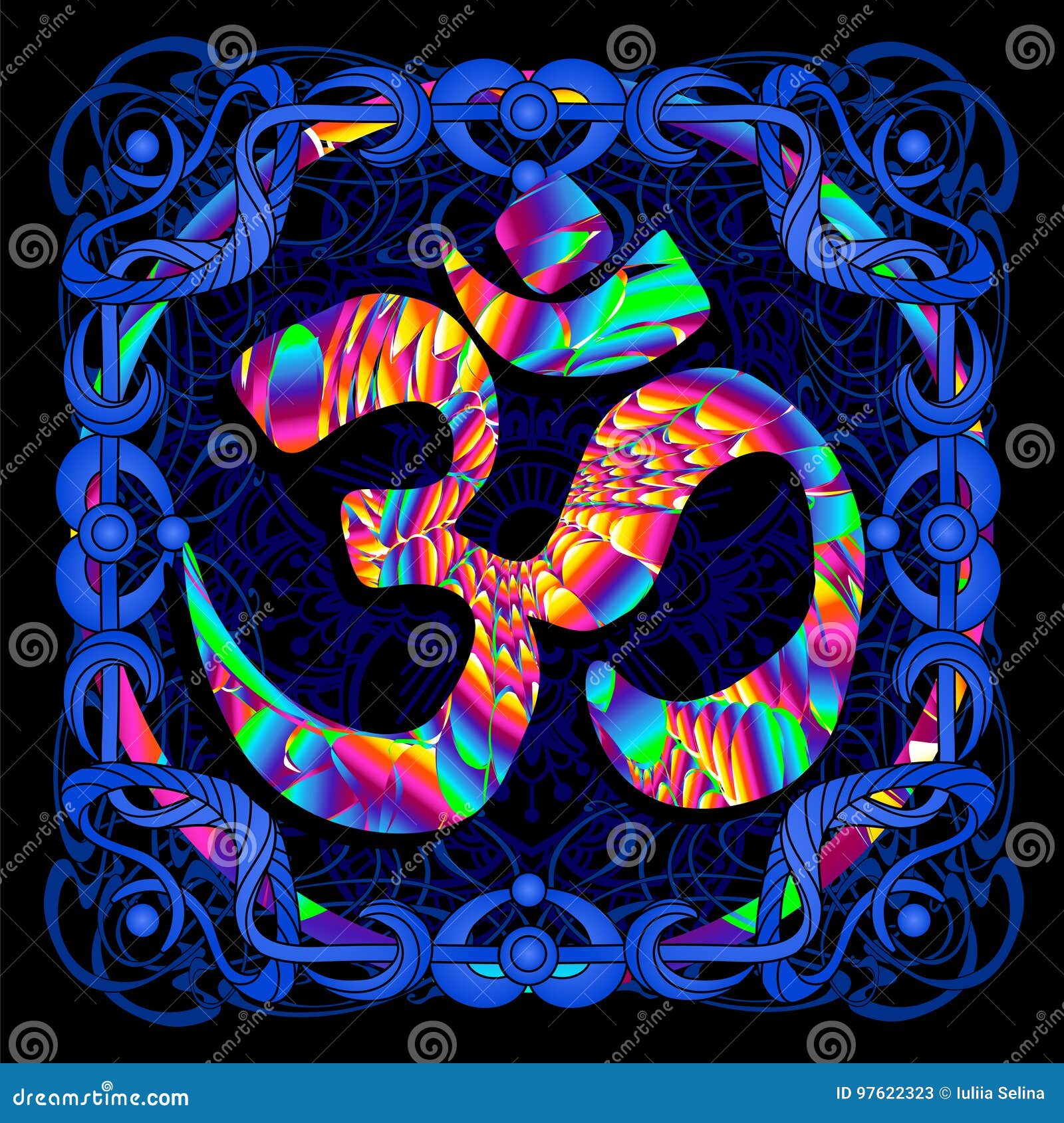Symbol OM is a Psychedelic Painting Stock Vector - Illustration of  spirituality, trance: 97622323
