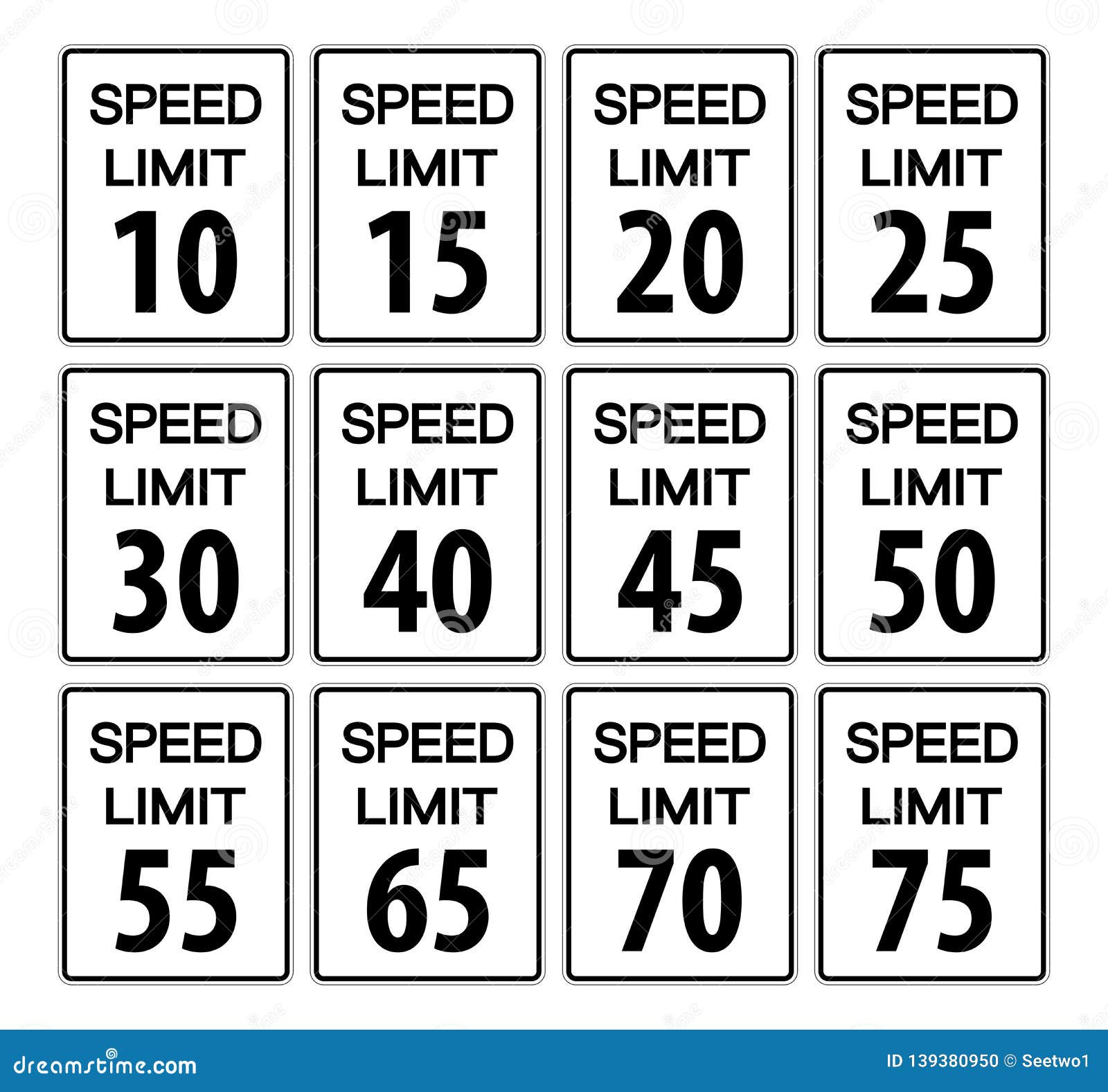 Symbol Speed Limit Sign Set Stock Vector Illustration of vector, regulation 139380950