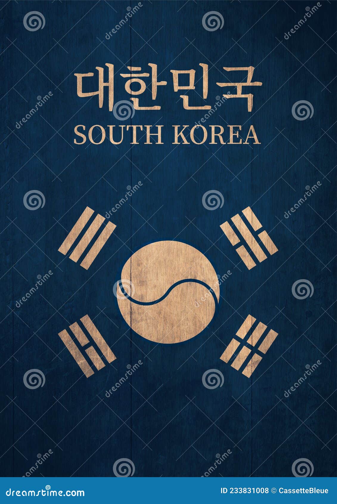 The Symbol of Taegeukgi from South Korea and the Typography of the Korean Country. Vibrant Color 