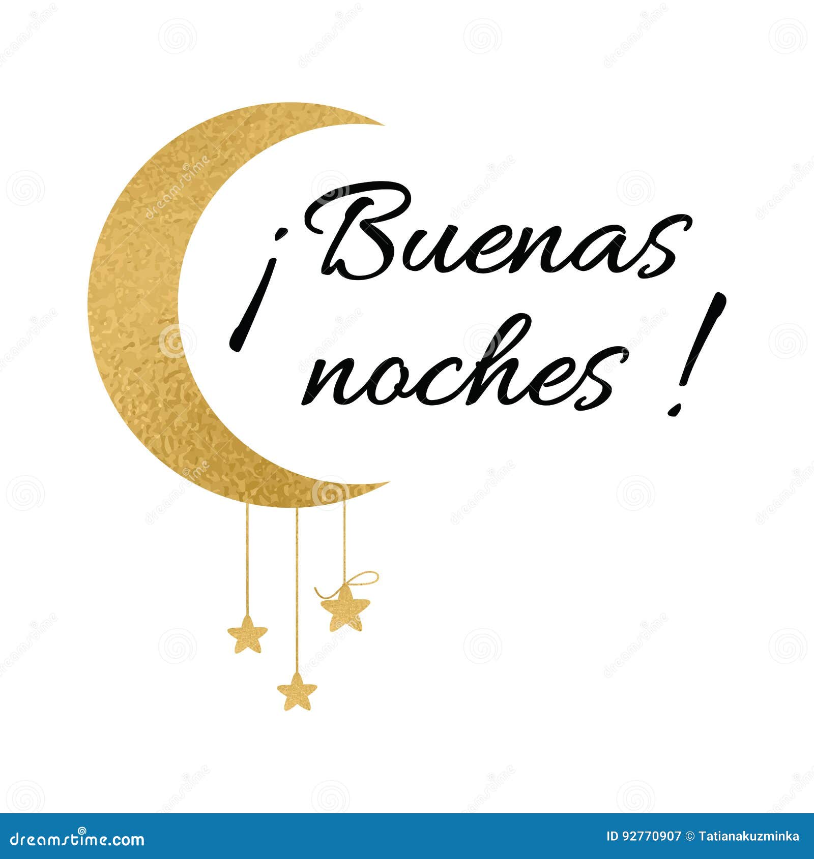 Symbol With Text Good Night In Spanish Language. Wishing