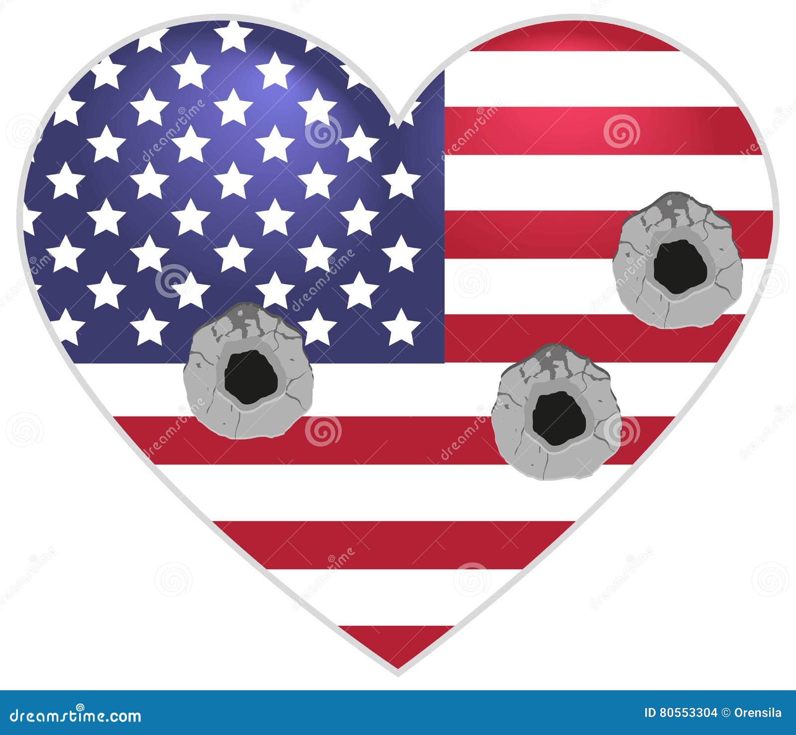 Download Symbol US Flag Heart Shape Bullets Pierced Stock Vector ...