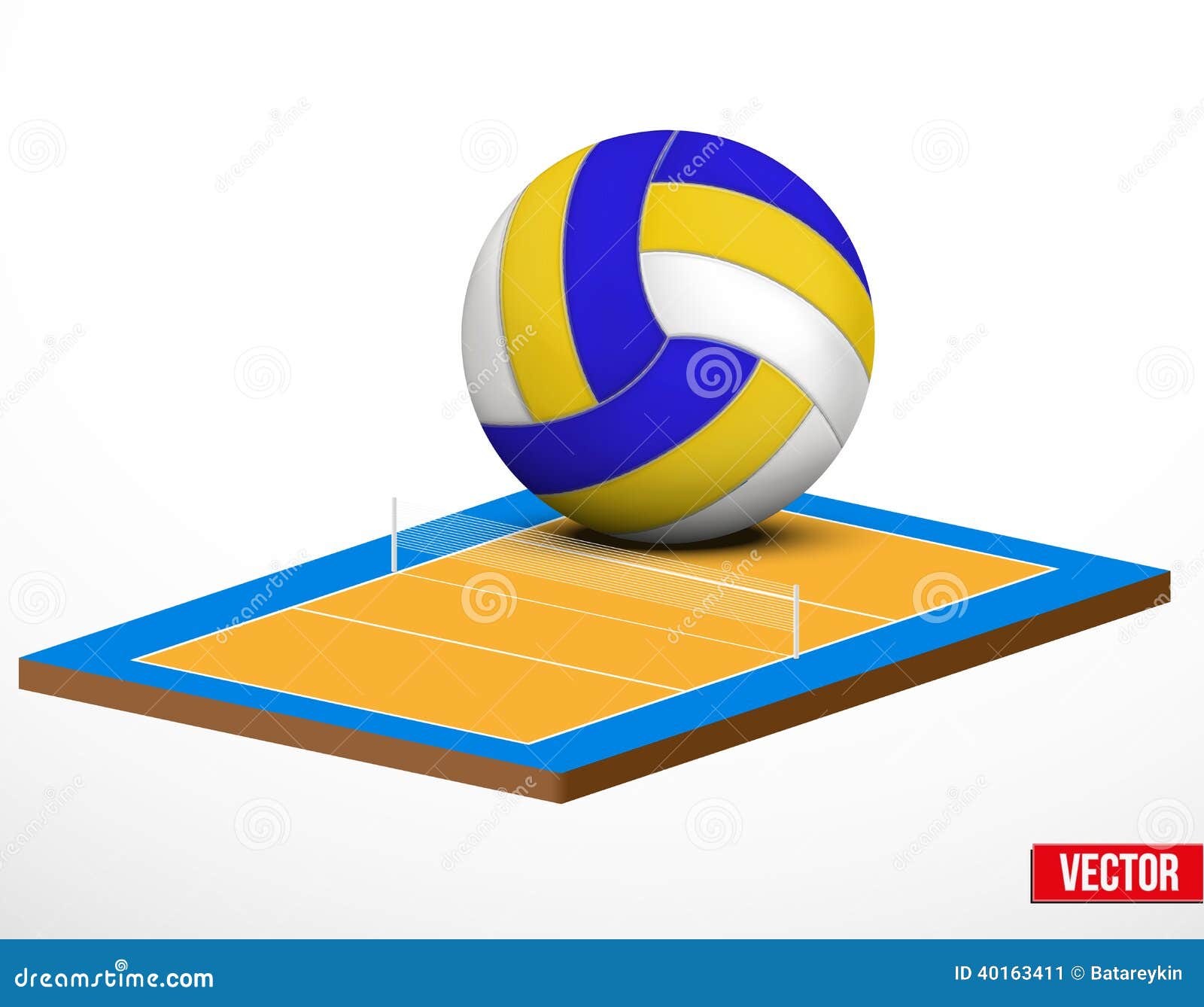 Symbol of a Volleyball Game and Field. Stock Vector Illustration of