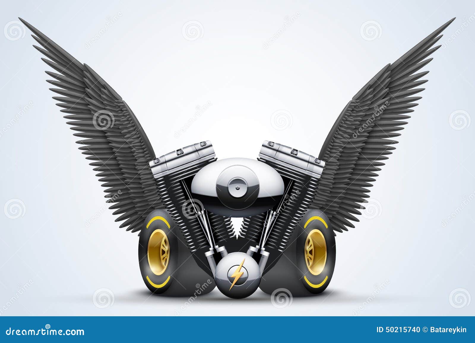 Symbole De Moteur De Moto Avec Les Ailes Ouvertes De Noir Illustration de  Vecteur - Illustration du ingénierie, fermé: 50215740