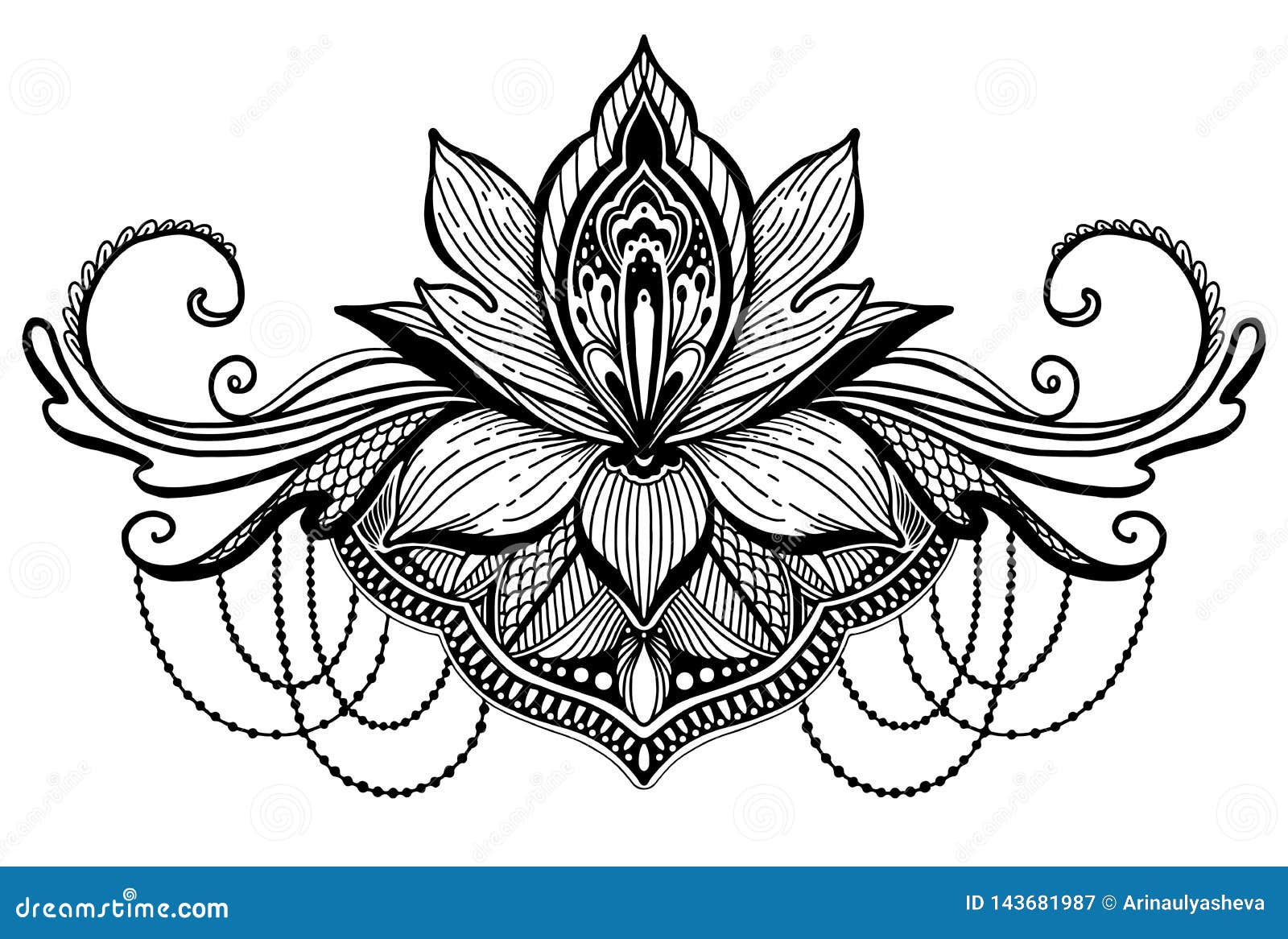 Symbole Ethnique De Fleur De Lotus Couleur Noire à Larrière