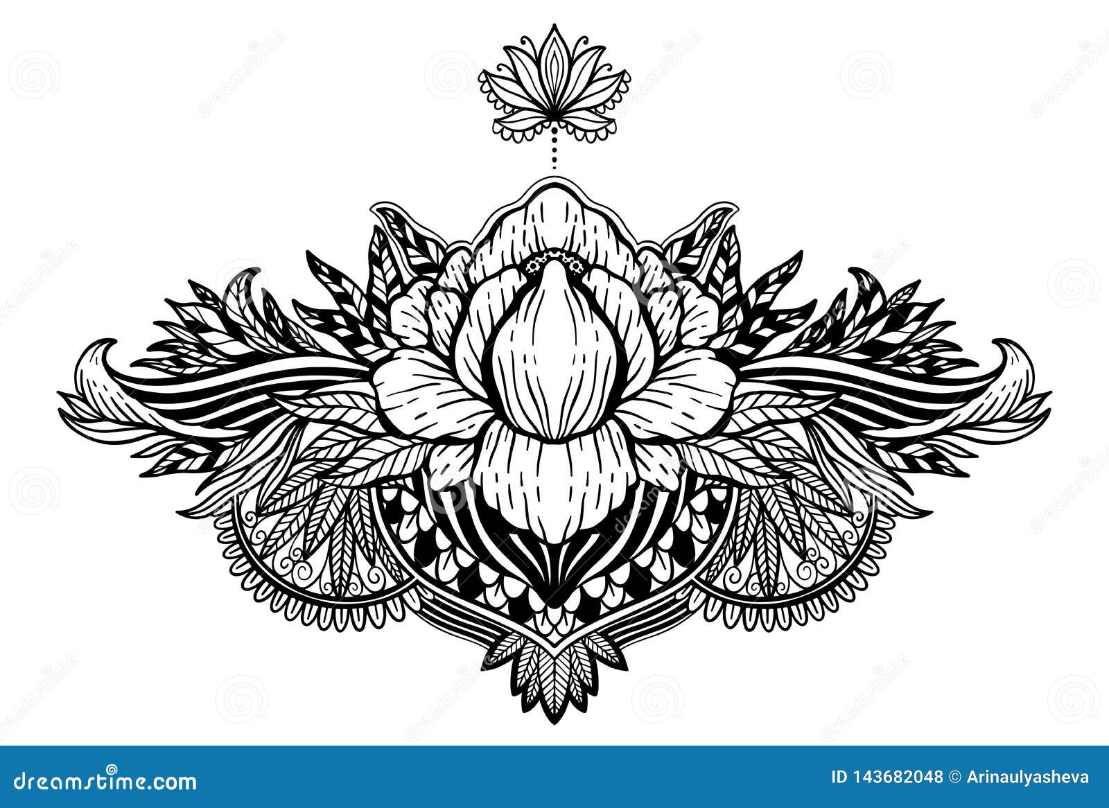Symbole Ethnique De Fleur De Lotus Couleur Noire Larrire
