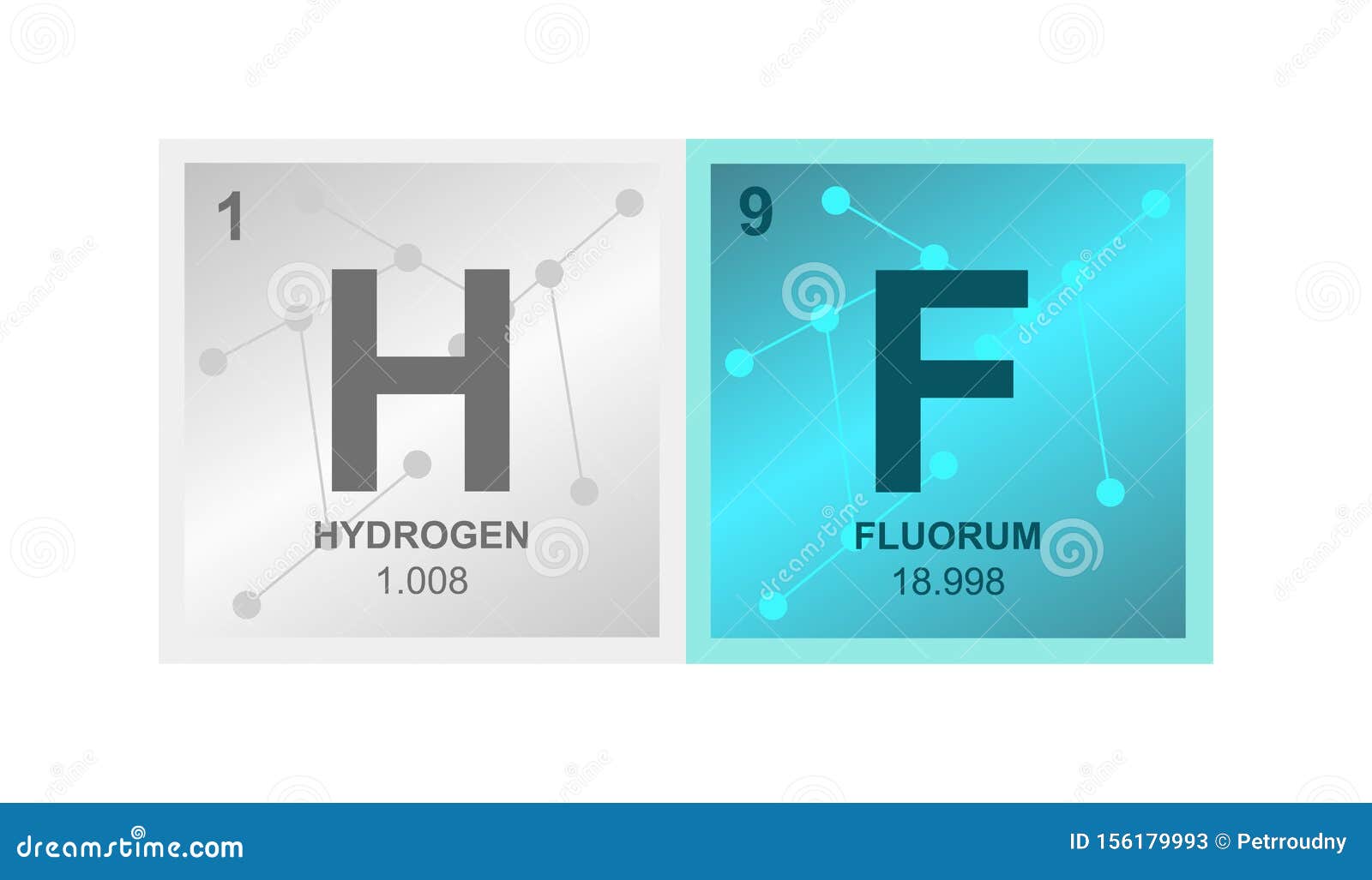 Symbole vectoriel de l'acide fluorhydrique ou du fluorure d'hydrogÃ¨ne, composÃ© d'hydrogÃ¨ne et de fluor