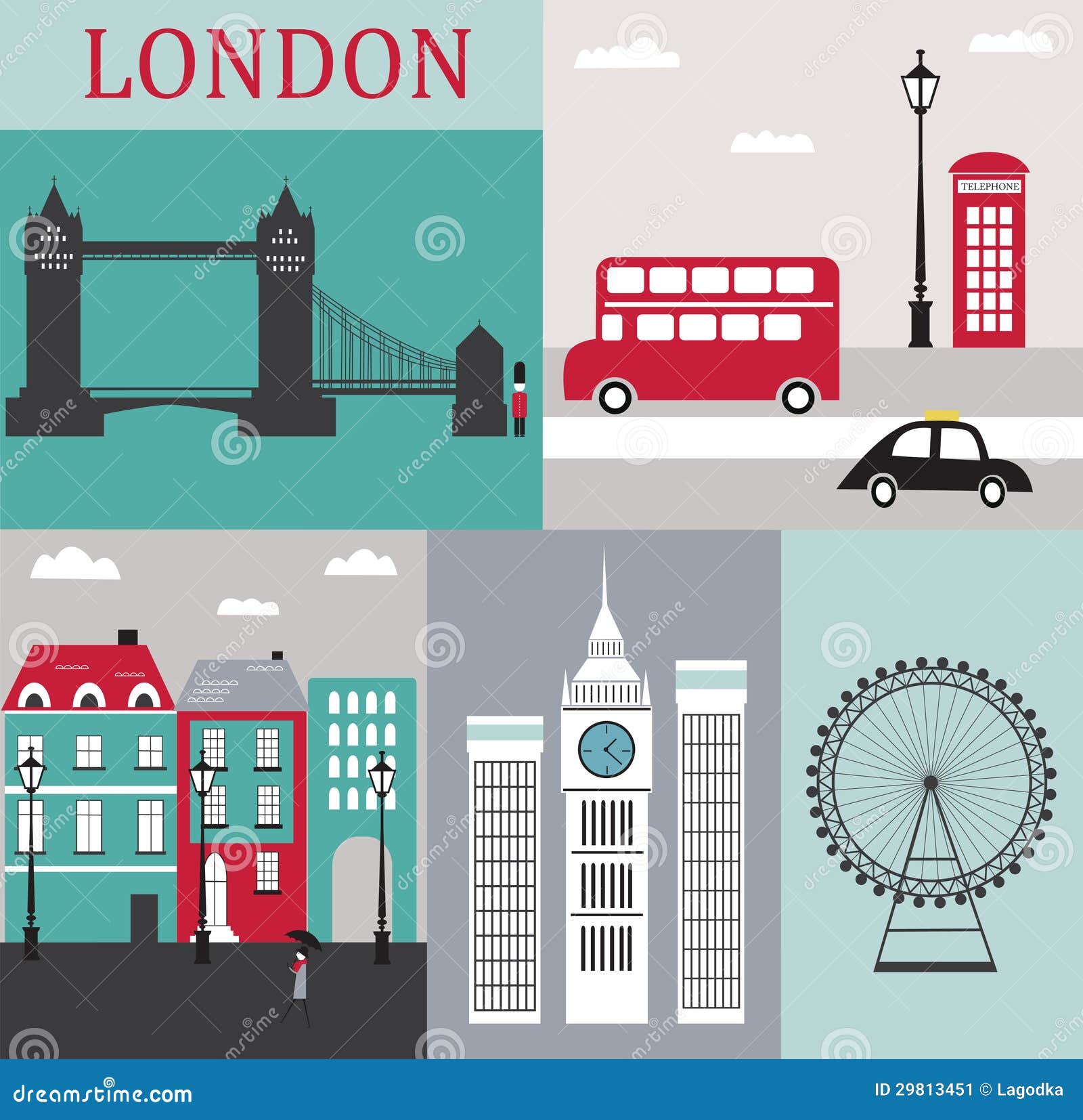 Symboles de Londres. illustration de vecteur. Illustration du lampe