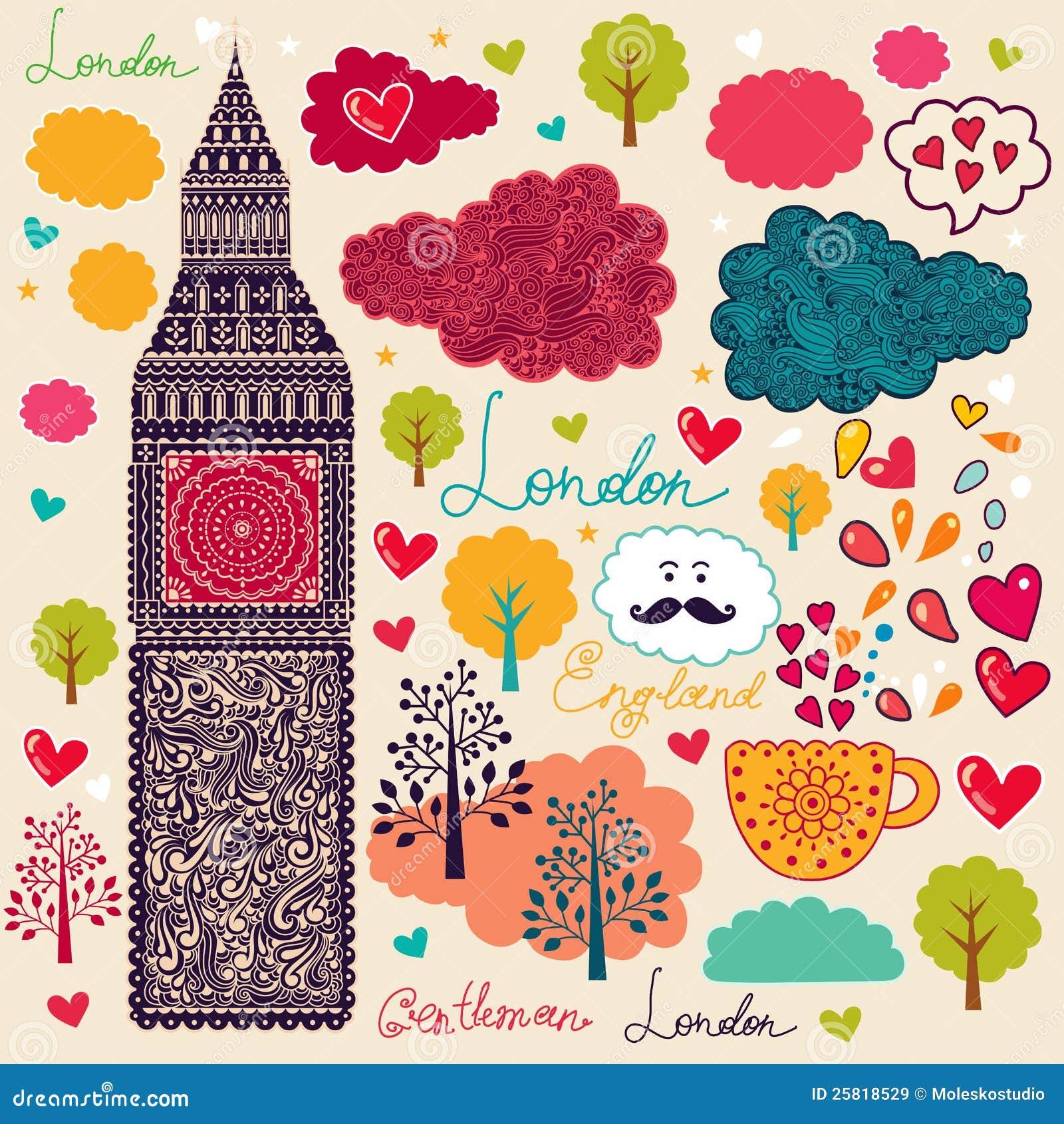 Symboles de Londres illustration de vecteur. Illustration du europe