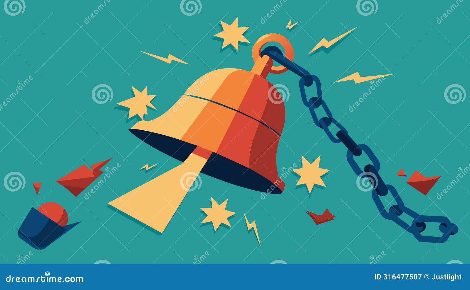 A Symbolic Illustration of a Bell Ringing through Shackles Hinting at