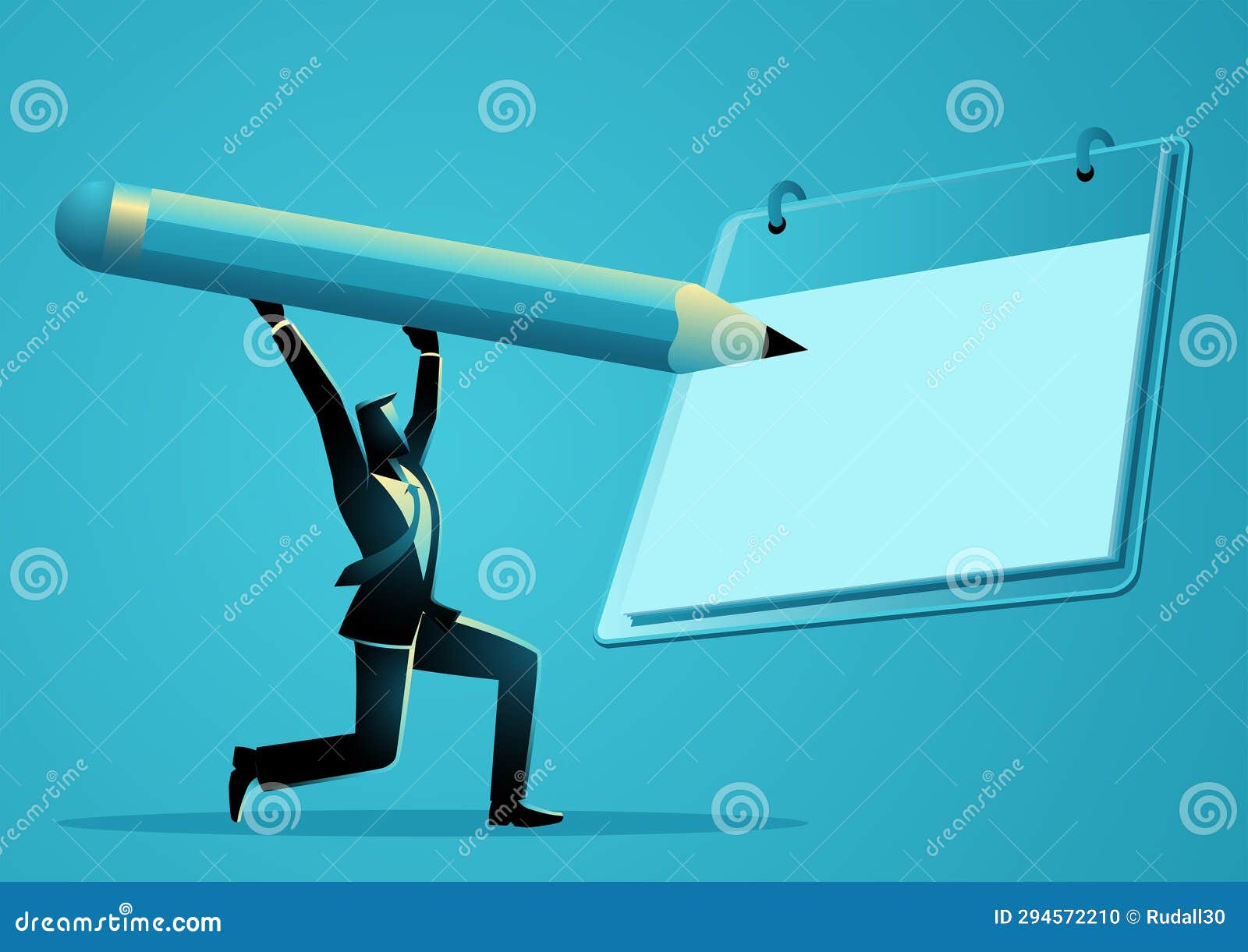 ic image of a businessman holding a giant pencil