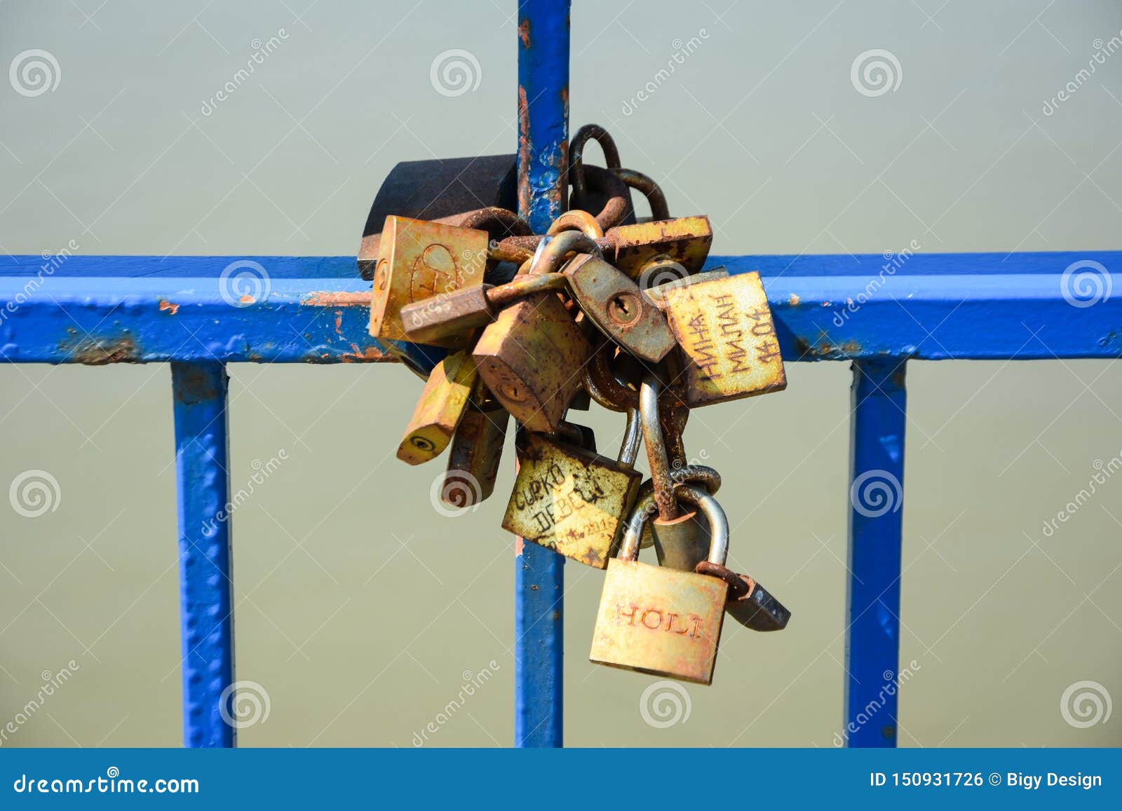 Symbolic Love Padlocks. Padlocks on the Bridge Editorial Photo Image