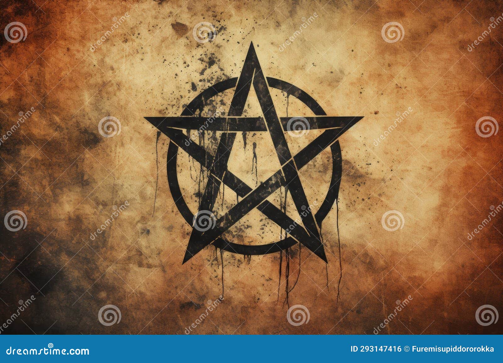 ic pentagram on an abstract background