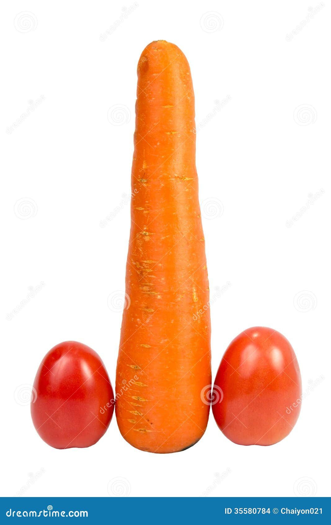 ic phallic concept image of carrot and two tomatoes