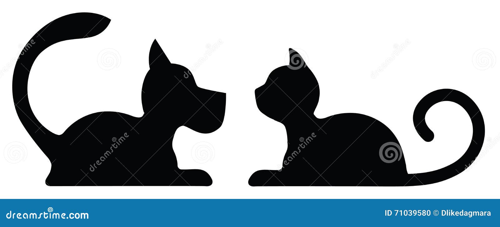 Symbolic Silhouette of a Lying Dog and Cat Stock Illustration