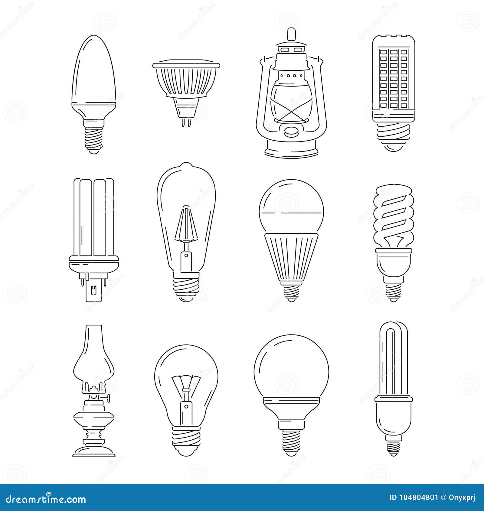 Symbols of Light. Different Bulbs Stock Vector - Illustration of light,  electrical: 104804801