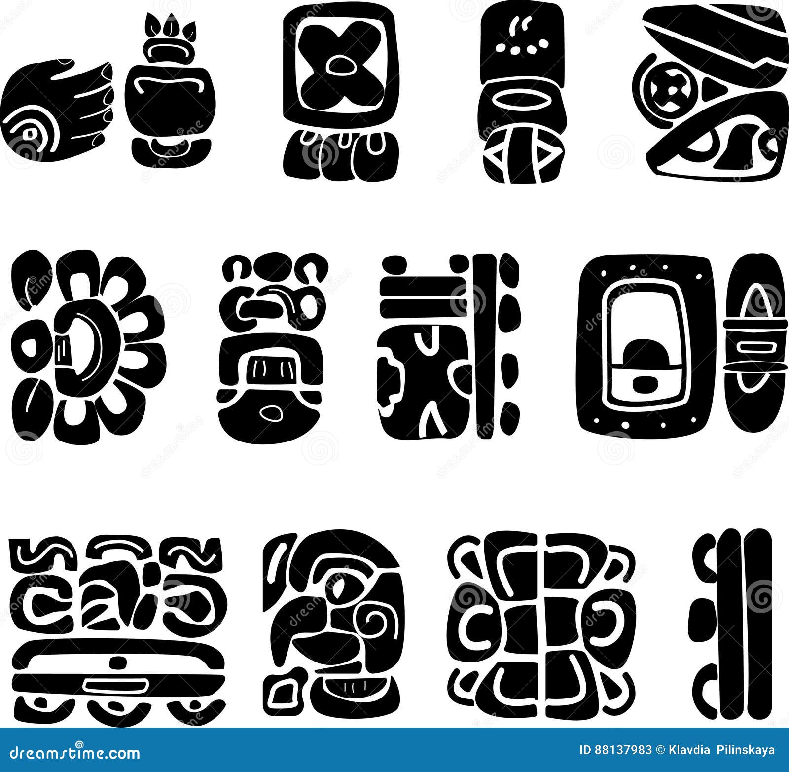 Symbols of the Maya Ethnic Logos of Southern America, Indian Drawings ...