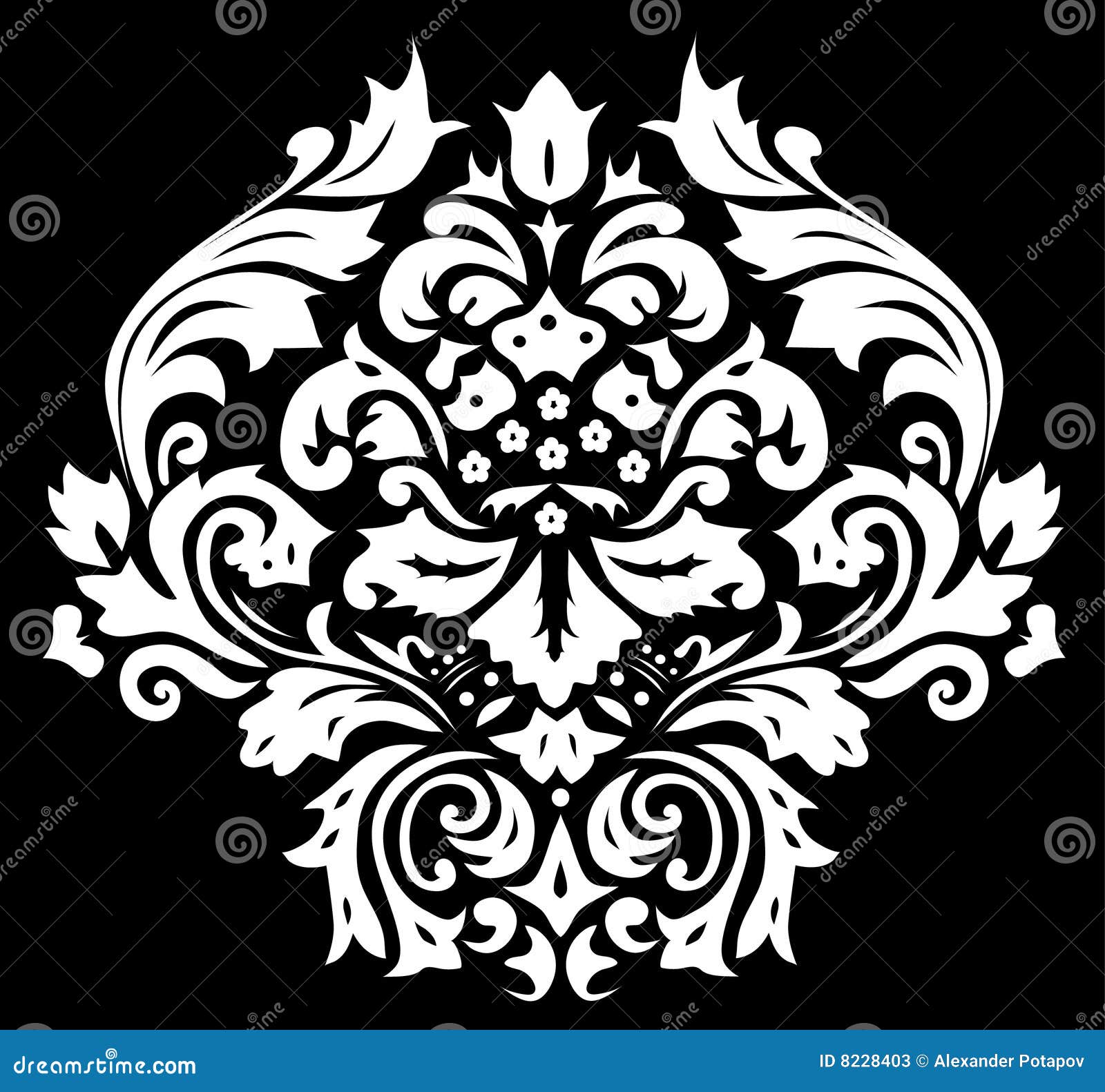 symmetrical black floral decoration