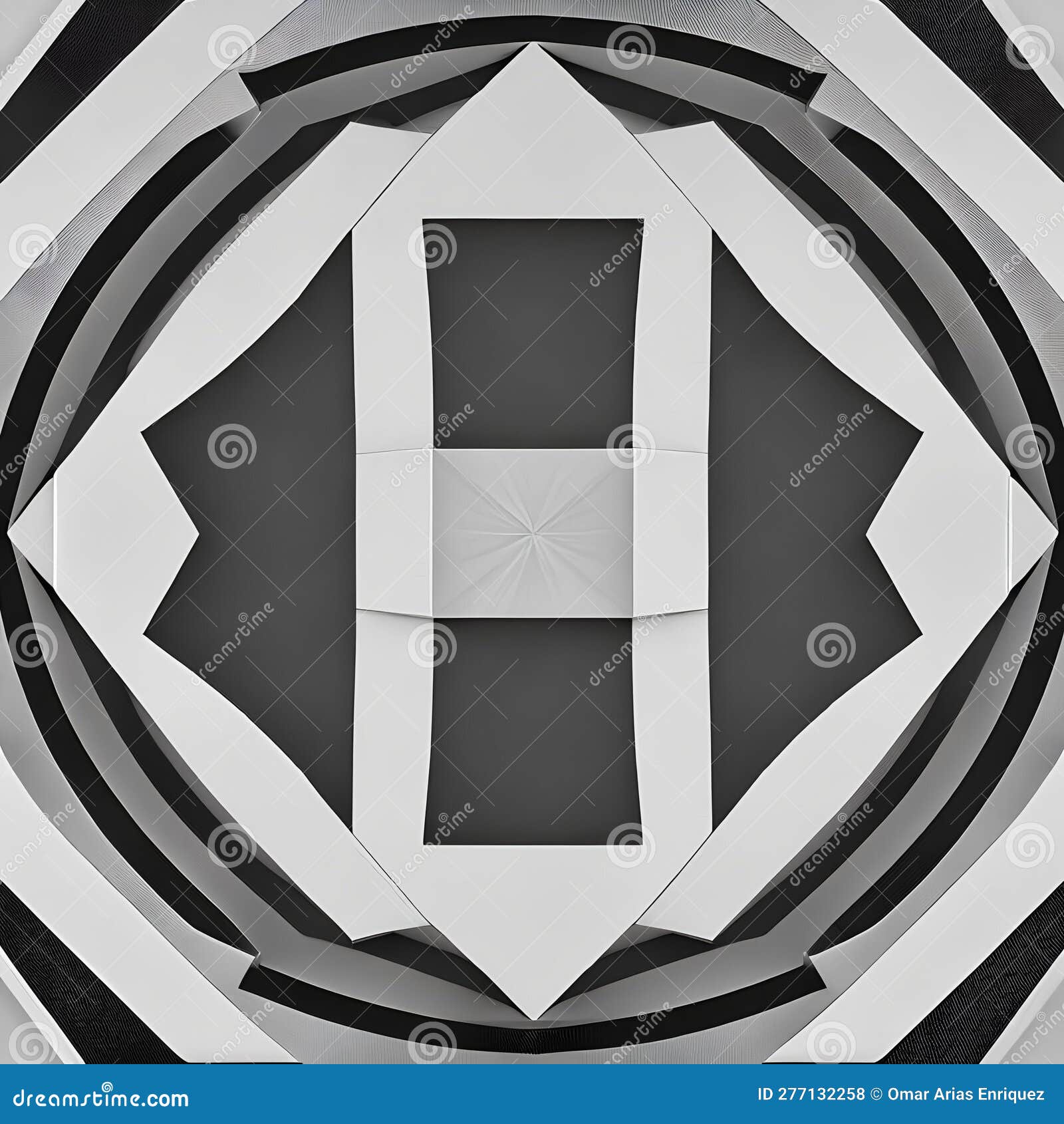 a symmetrical  of triangles in shades of gray and black, with a small circle at the center2, generative ai