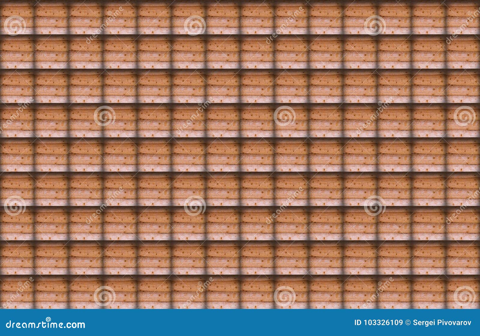 symmetrical pattern of the cell image of wooden wall with clear boundaries shadows background