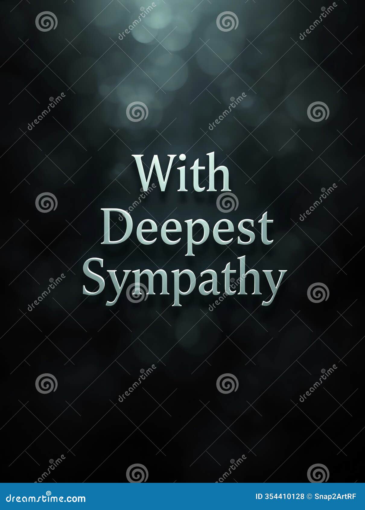 sympathy condolences card message - deepest sympathy card with 3d text in black and dark blue, featuring elegant font and blurred