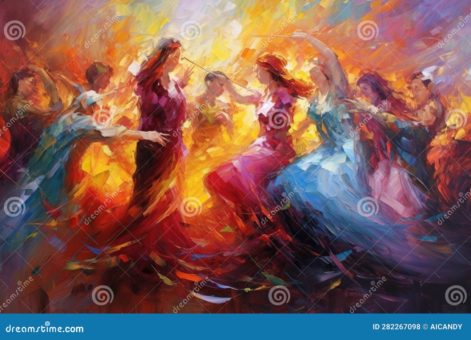 Symphony of Vibrant Brushstrokes Dancing Across the Canvas, Expressing 