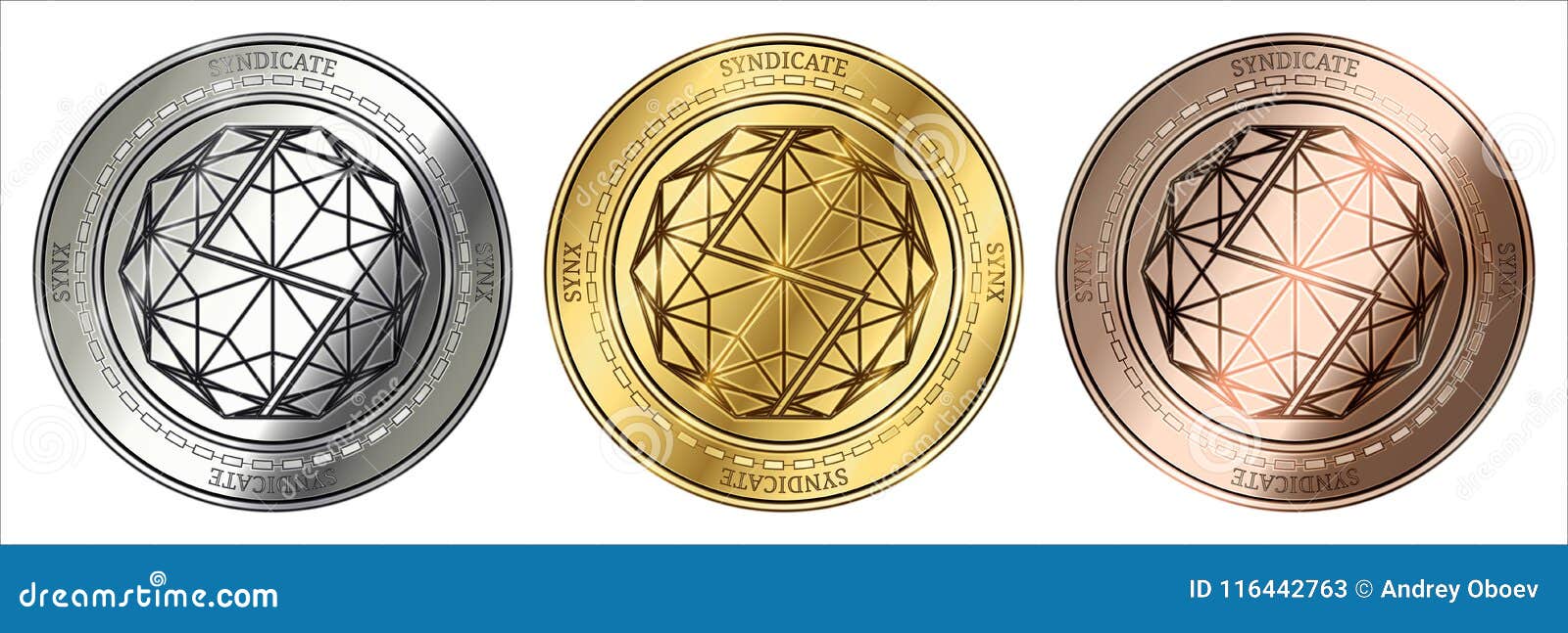 Syndicate (SYNX) coin set. stock illustration. Illustration of metal -  116442763