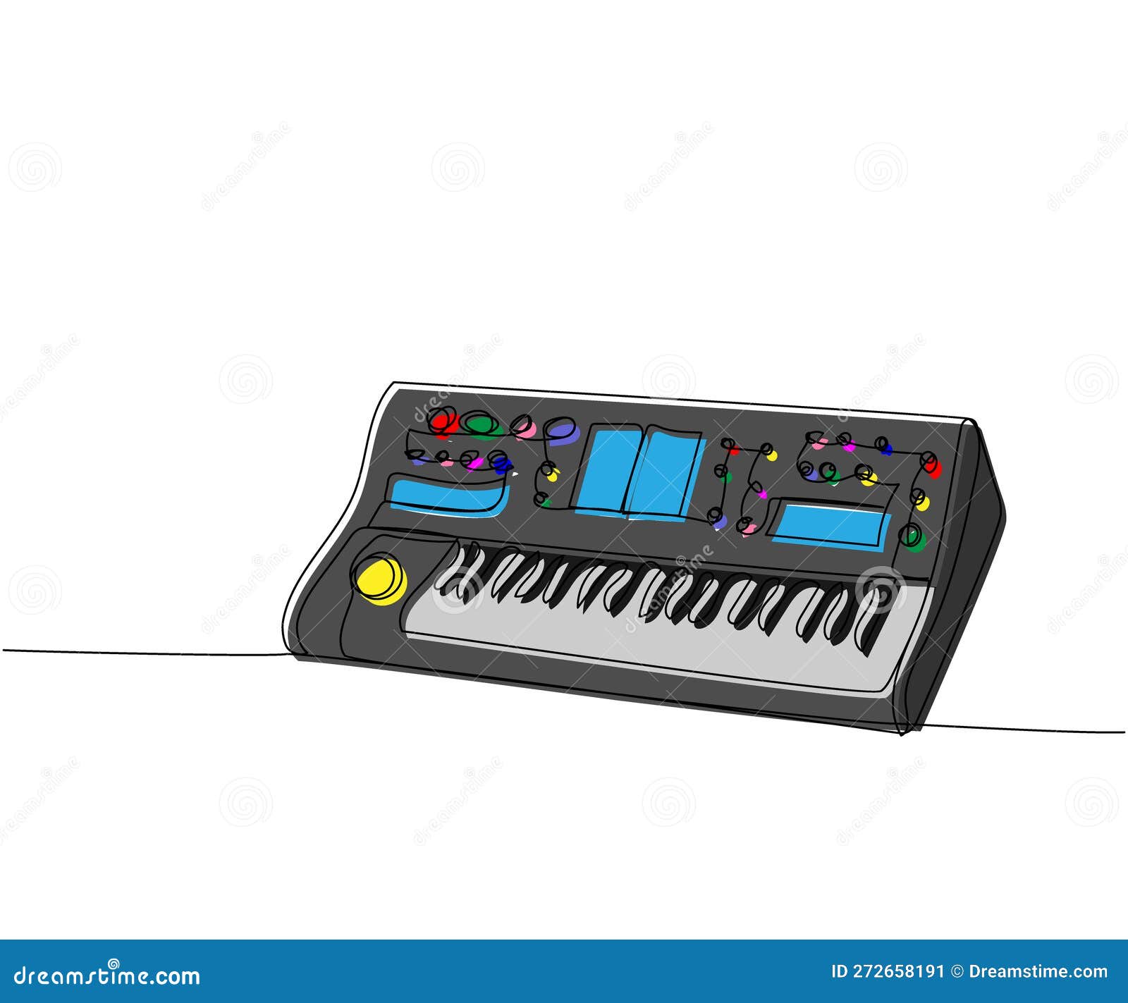 Synthétiseur Clavier Une Ligne Couleur Art. Dessin De Ligne Continue Du  Contrôleur D'enregistrement De Clé De Lecture Panneau Acou Illustration de  Vecteur - Illustration du ligne, musical: 272658191