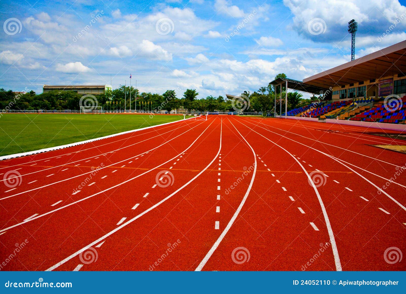 Synthetic running track. stock photo. Image of match 24052110