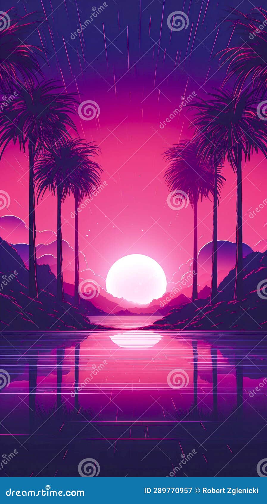 Synthwave Aesthetics: Minimalist Retro Background, Generative AI Stock