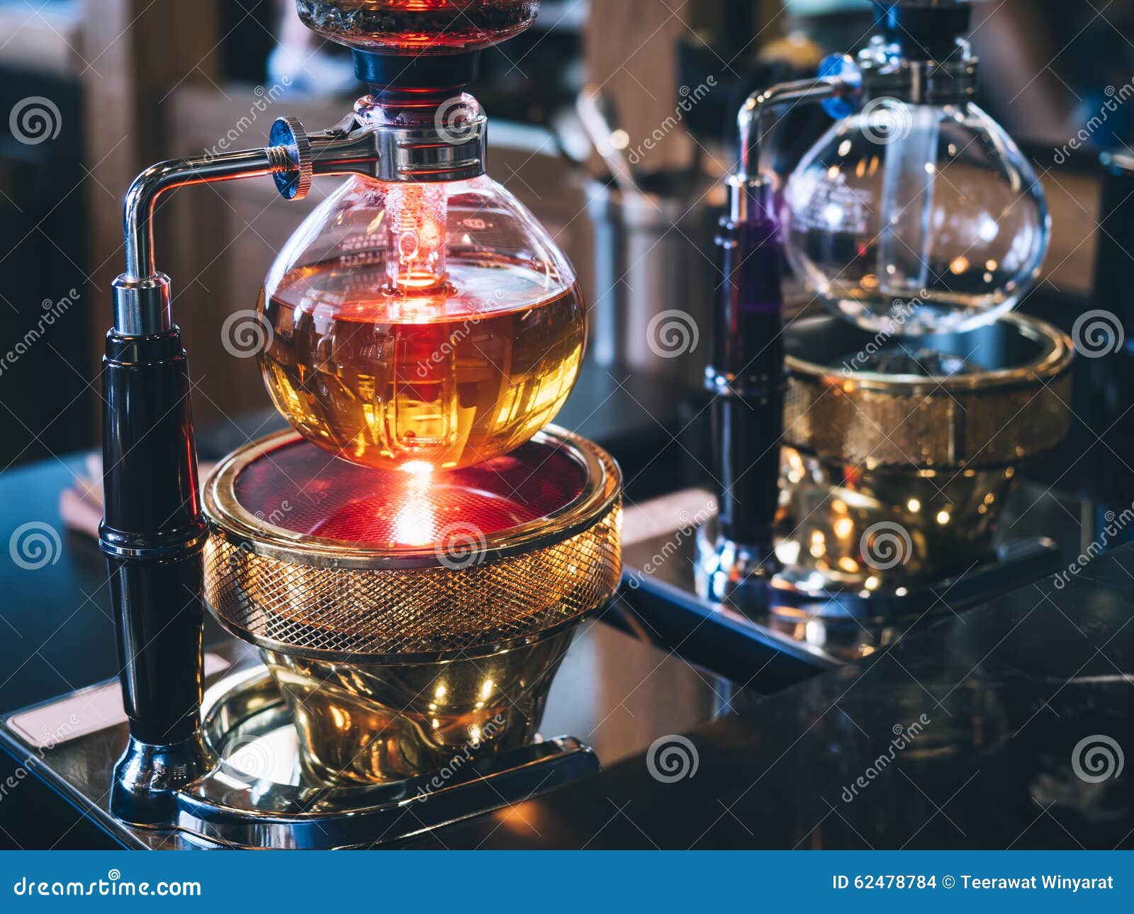 Syphon Coffee Maker Display in Cafe Restaurant Stock Photo Image of