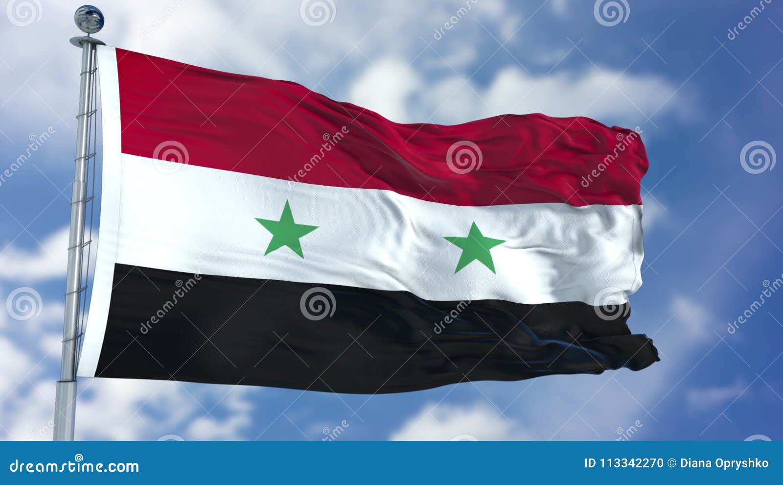 syria flag in a blue sky