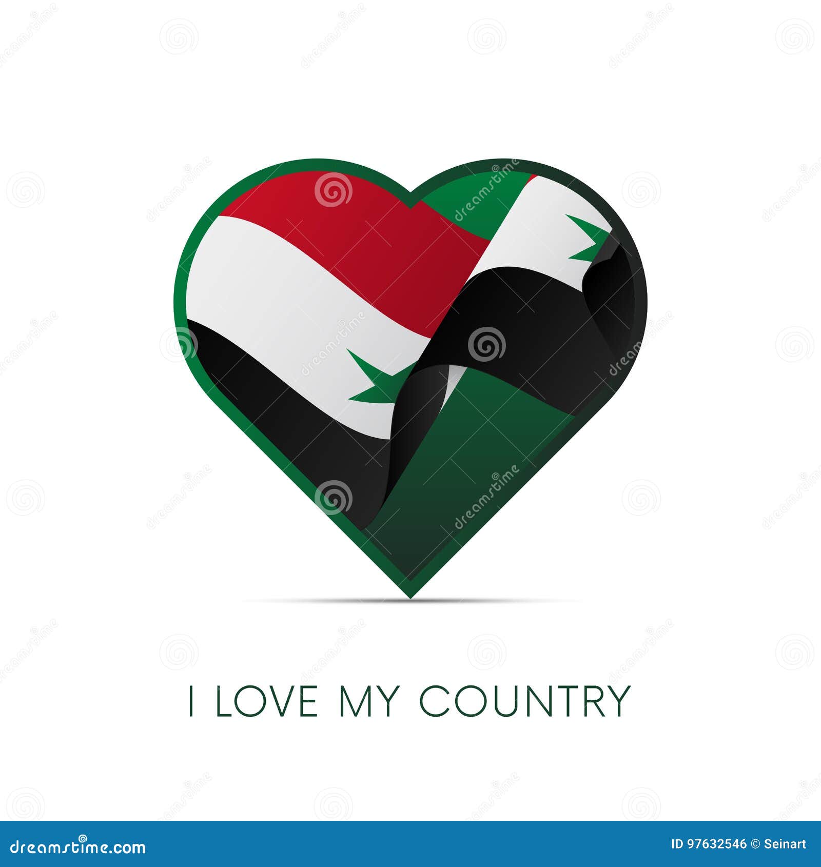 Vector Country Flag of Syria - Heart