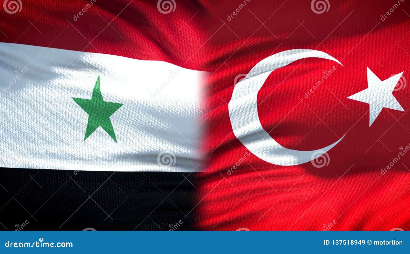 syria and turkey flags background, diplomatic and economic relations, security