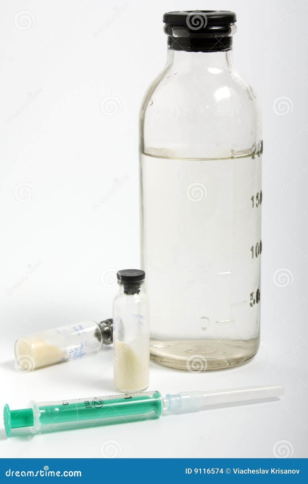 Syringe and bottles stock photo. Image of inject, medicine 9116574