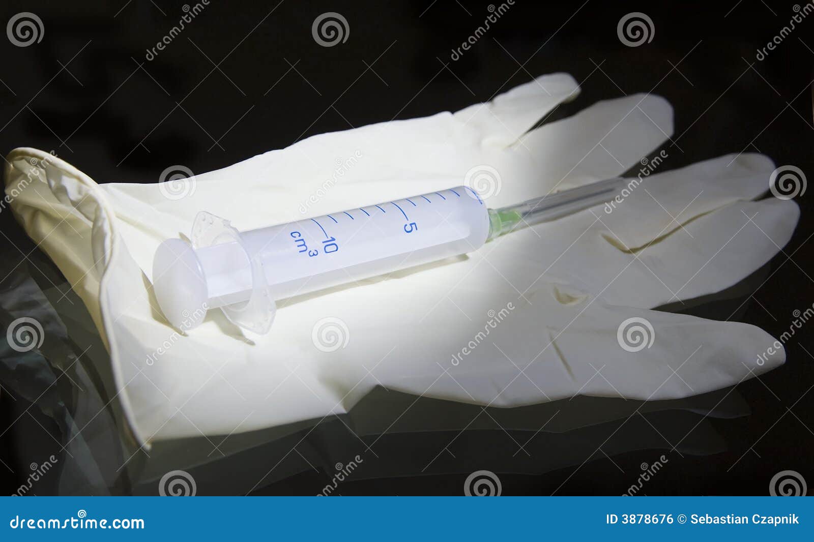 Syringe and glove stock photo. Image of drugs, laboratory 3878676